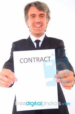 Businessman With Contract Paper Stock Photo