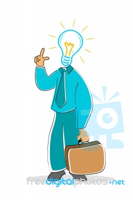 Businessman With Electric Bulb Stock Image