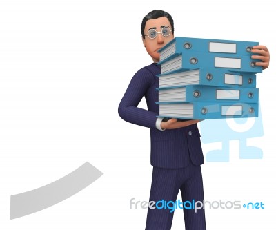 Businessman With Files Shows Answer Businessmen And Corporation Stock Image