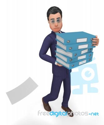 Businessman With Files Shows Company Commercial And Businessmen Stock Image