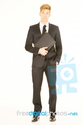 Businessman With Folder Stock Photo