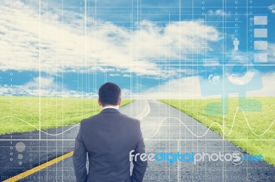 Businessman With Futuristic Vision Stock Photo