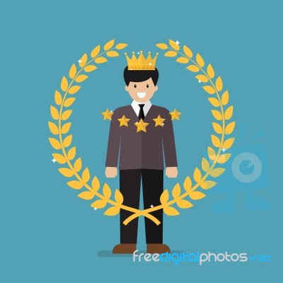 Businessman With Golden Wreath Stock Image