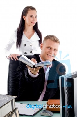 Businessman with his secretary Stock Photo