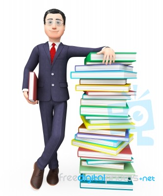 Businessman With Information Indicates Professional Schooling And Trade Stock Image