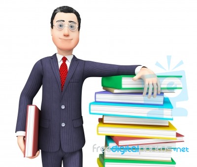 Businessman With Information Represents Textbook Knowledge And Train Stock Image