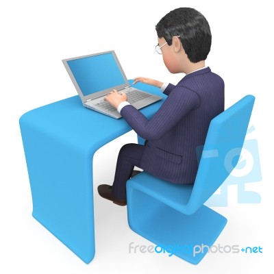 Businessman With Laptop Shows Advisor Biz And Information Stock Image