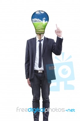 Businessman With Light Bulb Concept Stock Photo