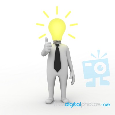 Businessman With Light Bulb Idea Stock Image