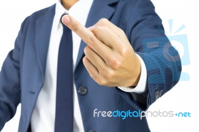 Businessman With Middle Finger Stock Photo