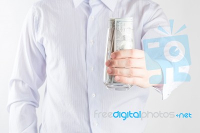 Businessman With Money Cocktail Stock Photo