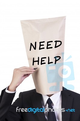 Businessman With Need Help Head Stock Photo