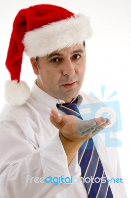 Businessman With Open Palm Stock Photo