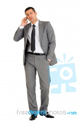 Businessman With Phone Stock Photo