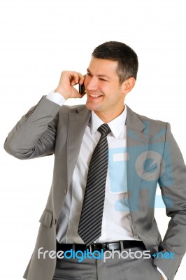 Businessman With Phone Stock Photo