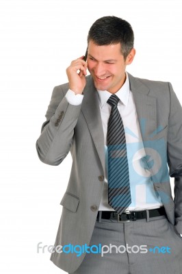 Businessman With Phone Stock Photo