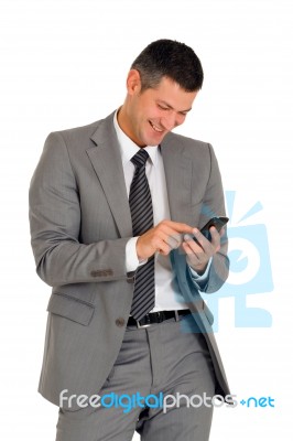 Businessman With Phone Stock Photo