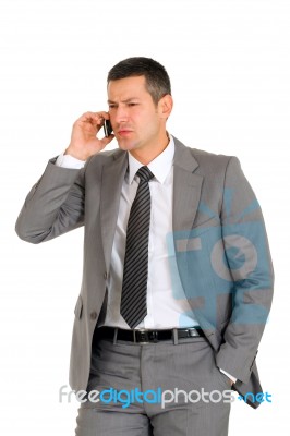 Businessman With Phone Stock Photo