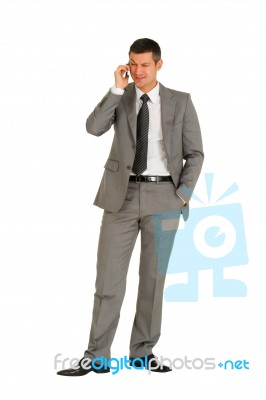 Businessman With Phone Stock Photo