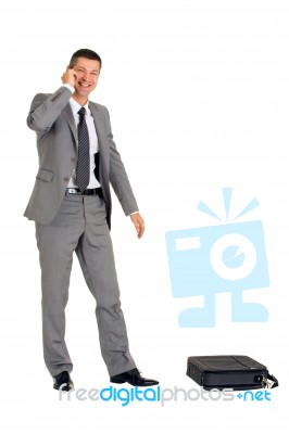 Businessman With Phone Stock Photo