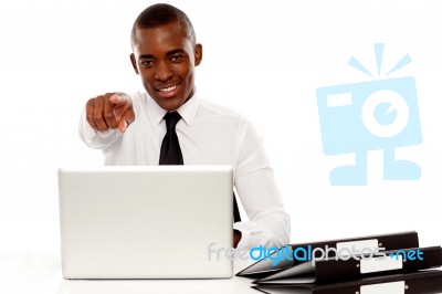 Businessman With Pointing Forward Stock Photo