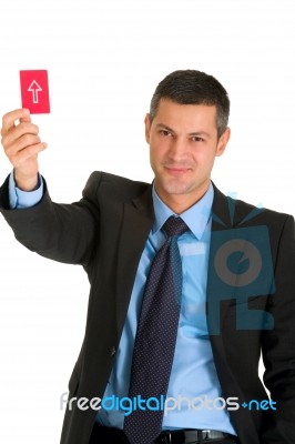 Businessman With Red Card Stock Photo