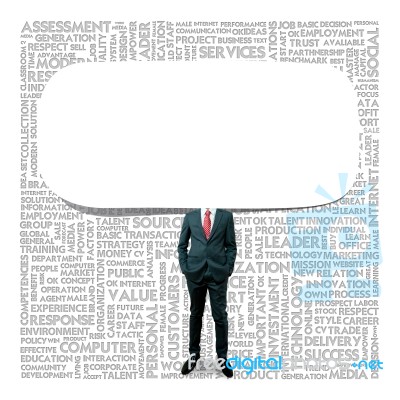 Businessman with speech bubble Stock Image