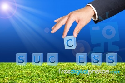 Businessman with Success word Stock Photo