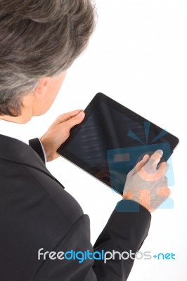 Businessman With Tablet Pc Stock Photo