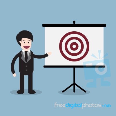 Businessman With Target Presentation Board Stock Image