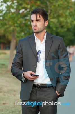 Businessman With The Smart Phone Stock Photo