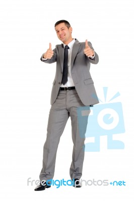 Businessman With Thumb Up Stock Photo