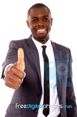 Businessman With Thumb Up Stock Photo