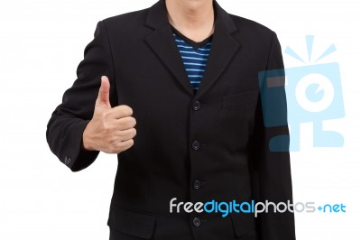 Businessman With Thumb Up Isolated On White Background Stock Photo