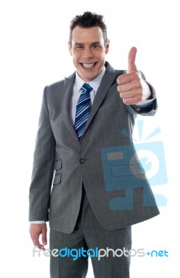 Businessman With Thumbs-up Stock Photo