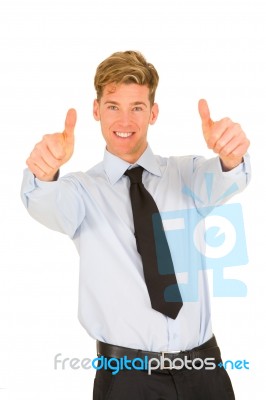 Businessman With Thumbs Up Stock Photo