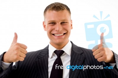 Businessman With Thumbs Up Stock Photo