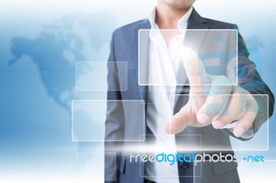 Businessman With Touchscreen Stock Photo