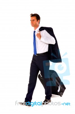 Businessman With Travel Bag Stock Photo