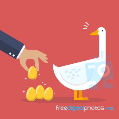 Businessman With White Goose And Golden Egg Stock Image