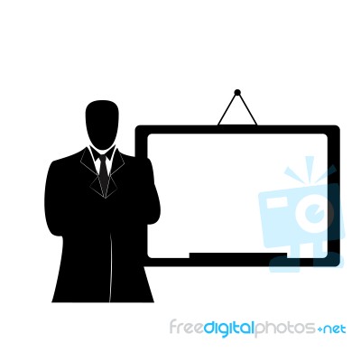 Businessman With Whiteboard Stock Image