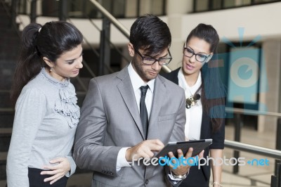 Businessman Working On The Digital Tablet Stock Photo