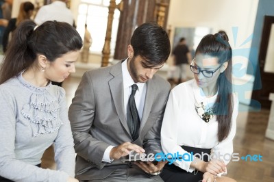 Businessman Working On The Digital Tablet Stock Photo