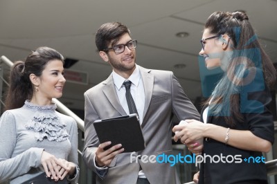 Businessman Working On The Digital Tablet Stock Photo