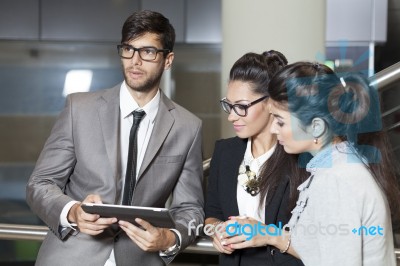 Businessman Working On The Digital Tablet Stock Photo