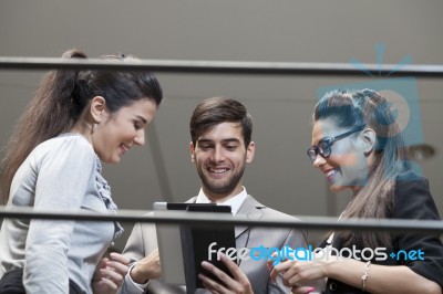 Businessman Working On The Digital Tablet Stock Photo