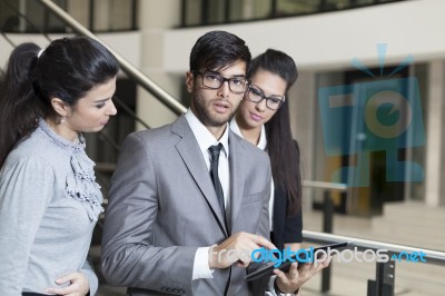 Businessman Working On The Digital Tablet Stock Photo