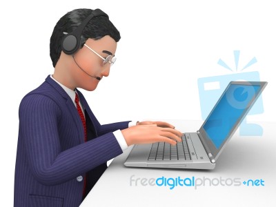 Businessman Working Online Indicates World Wide Web And Biz Stock Image