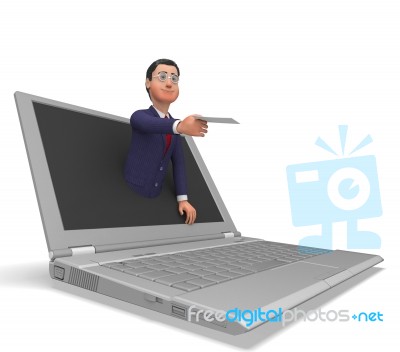 Businessman Working Online Indicates World Wide Web And Commerce… Stock Image