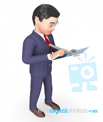 Businessman Writing Indicates Progress Report And Analysis 3d Re… Stock Image